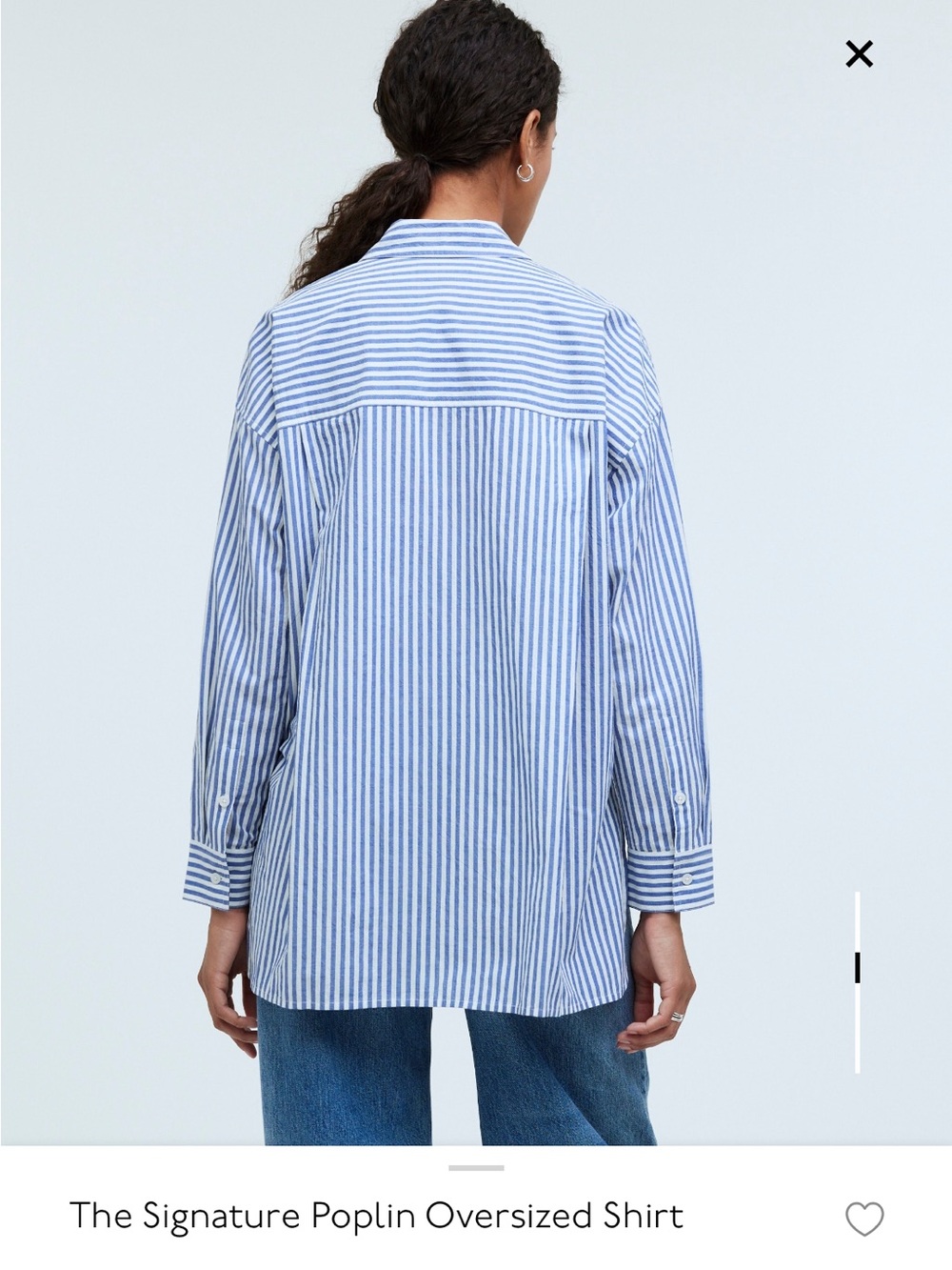 Madewell Signature Poplin Oversized Button-Up Shirt in Blue and White Stripe - Picture 3 of 6